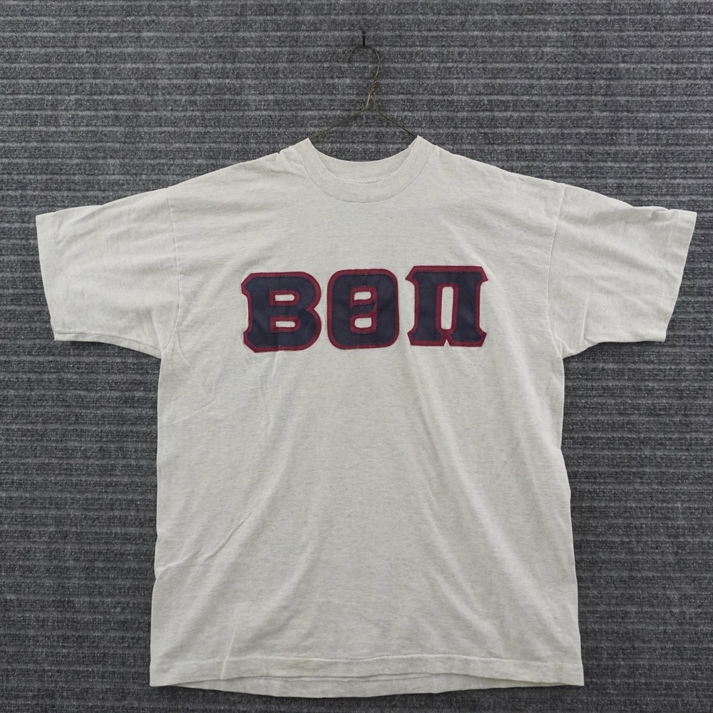 Vintage 90s T-Shirt Mens XL Gray Beta Theta Pi Greek Letter Applique